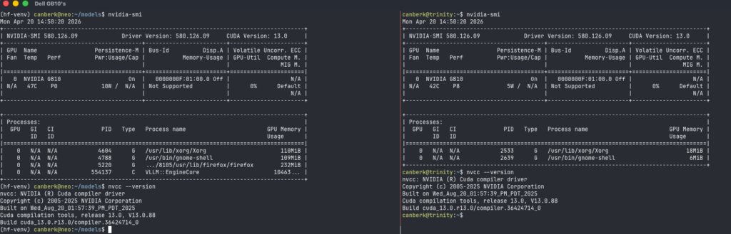 Dell Pro Max with GB10 nvidia-smi ilk çıktı